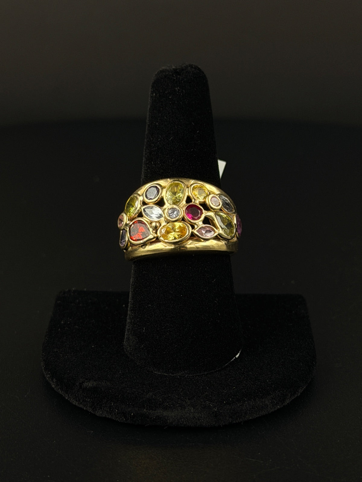 14K Gold Multi-Gem Ring Size 8.5 for Sale
