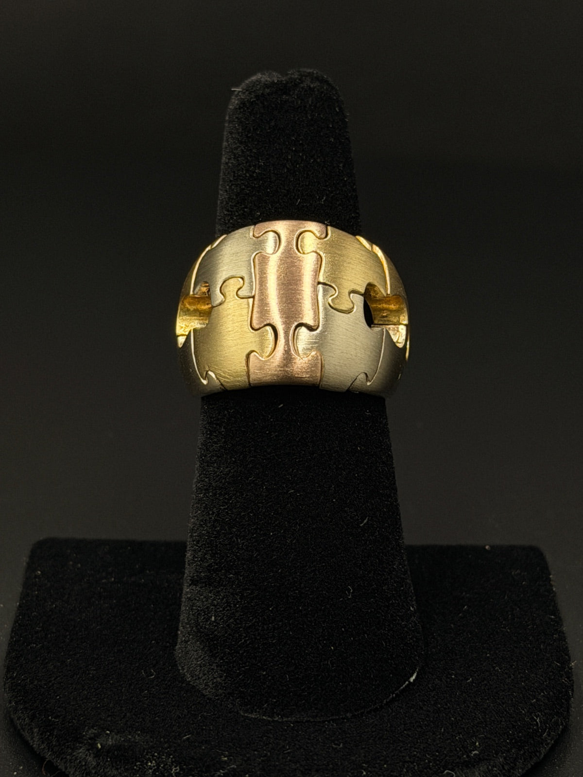 18K Tri-Color Gold Puzzle Ring Size 7 26 Grams — photo 1