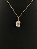 14K Gold Emerald Cut Crystal Pendant
