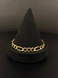 10K Gold Figaro Chain Bracelet 9 inch