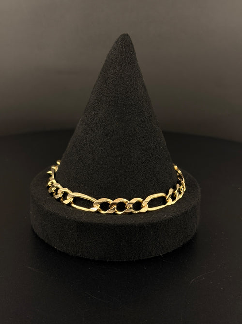 10K Gold Figaro Chain Bracelet 9in - Pre-Owned