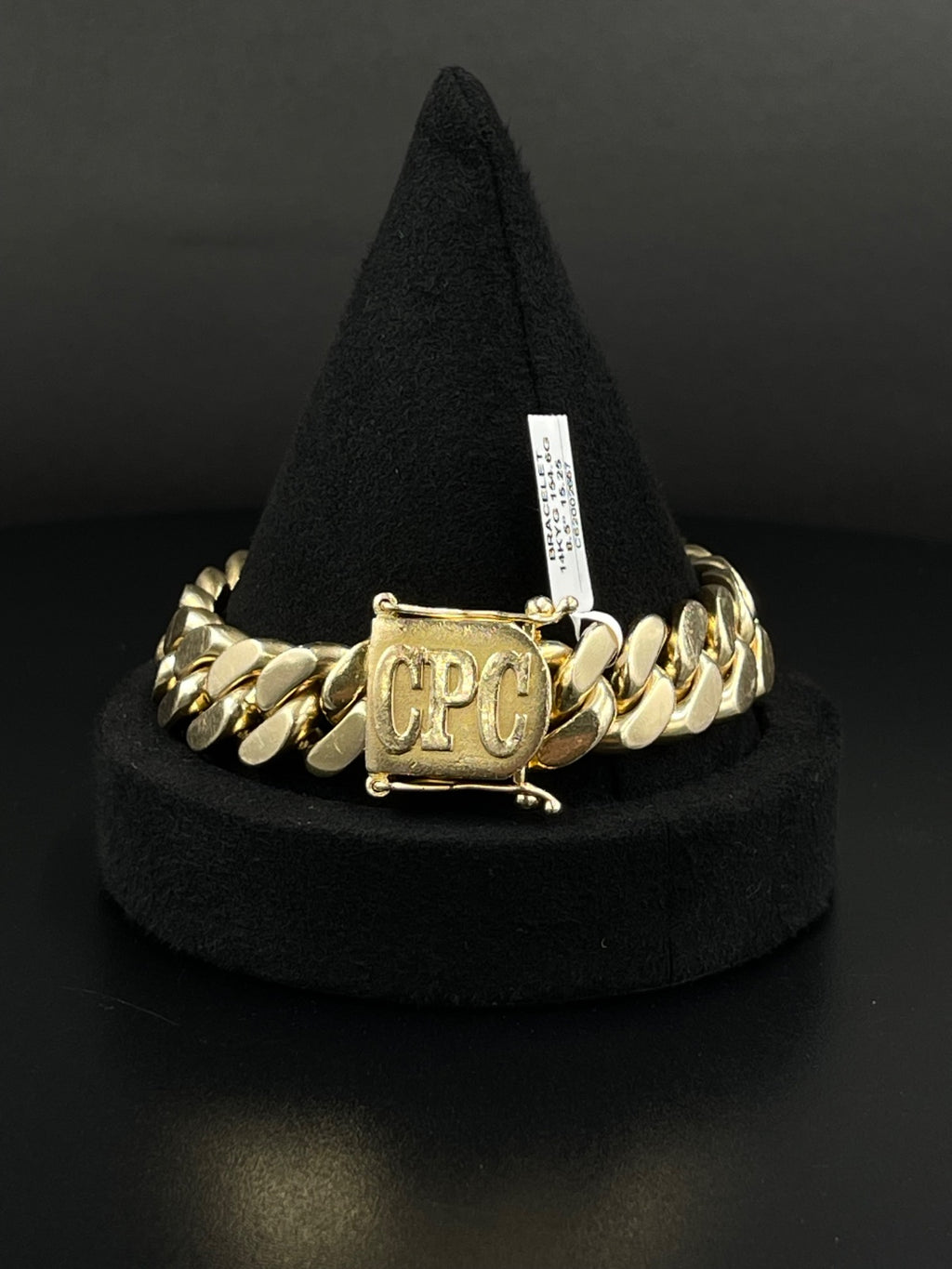 14K Gold Cuban Link Bracelet CPC Buckle 8.5"