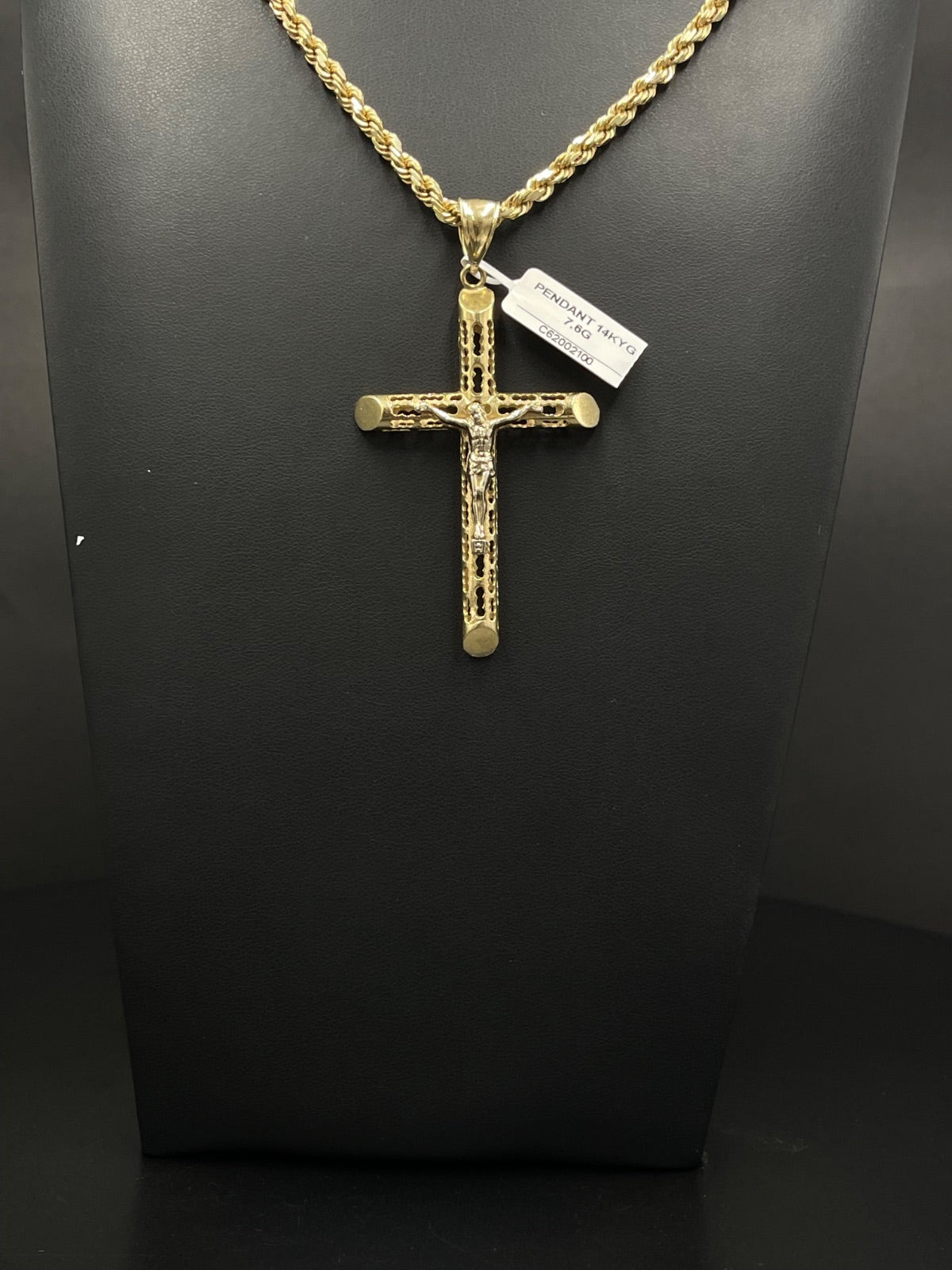 14K Two-Tone Gold Crucifix Pendant 7.6g 17.30mm | DD Pawn Loans