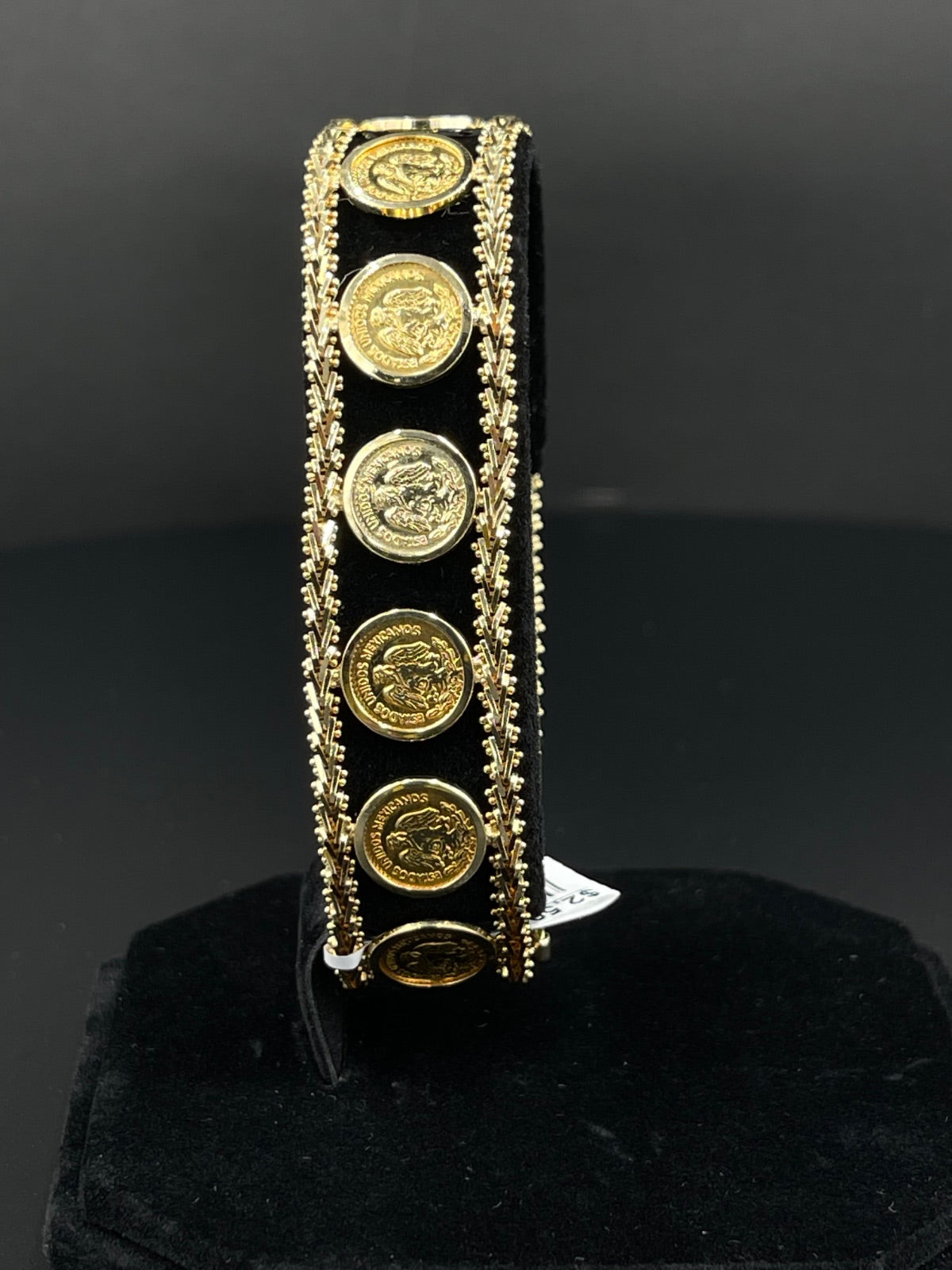 14K Gold Bola Mexican Dos  Pesos Coin Bracelet 
16.75mm
7 in