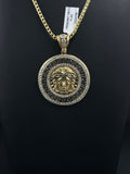 10K Gold Medusa Head Pendant Halo for Sale