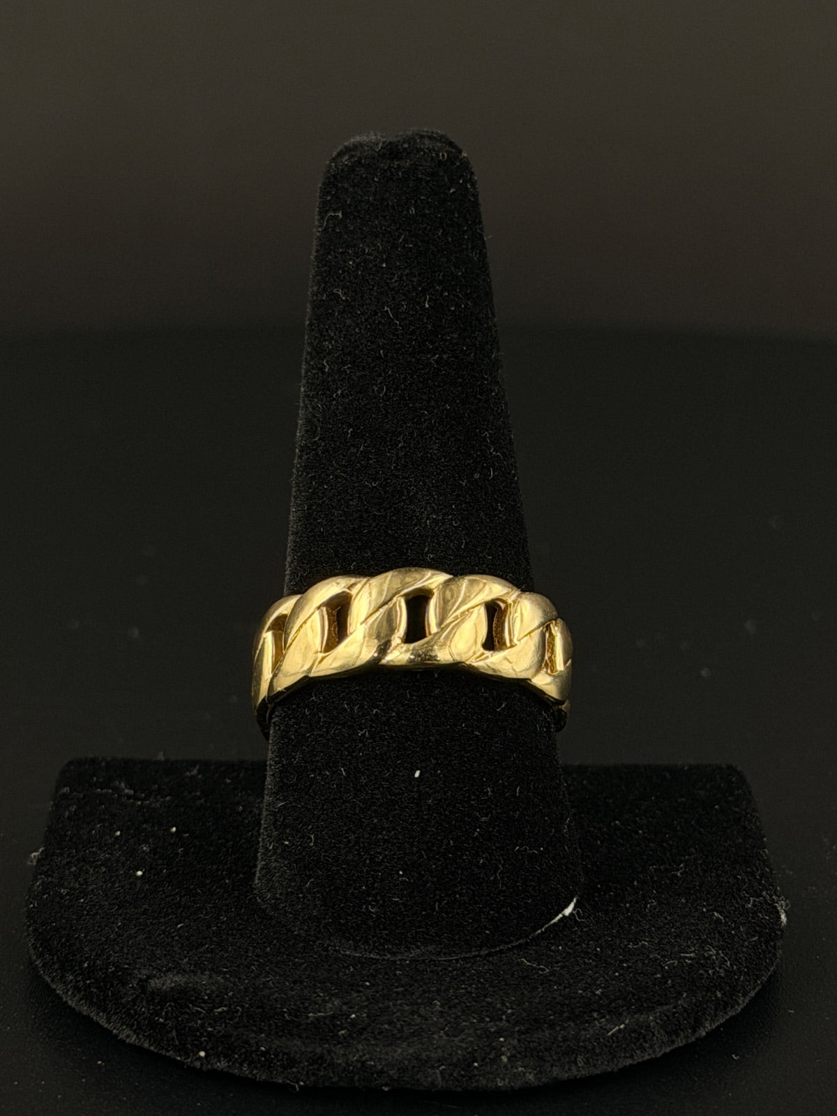 14K Gold Miami Cuban Link Ring Size 10