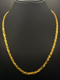 22K Gold Twisted Rope Chain 18in - Pre-Owned