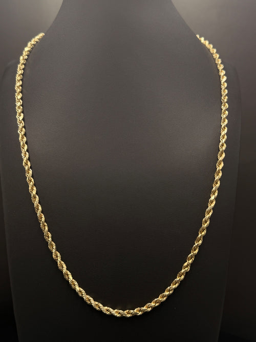 10K Gold Rope Chain – 25.4g, 22in 3.5mm | DD Pawn Loans