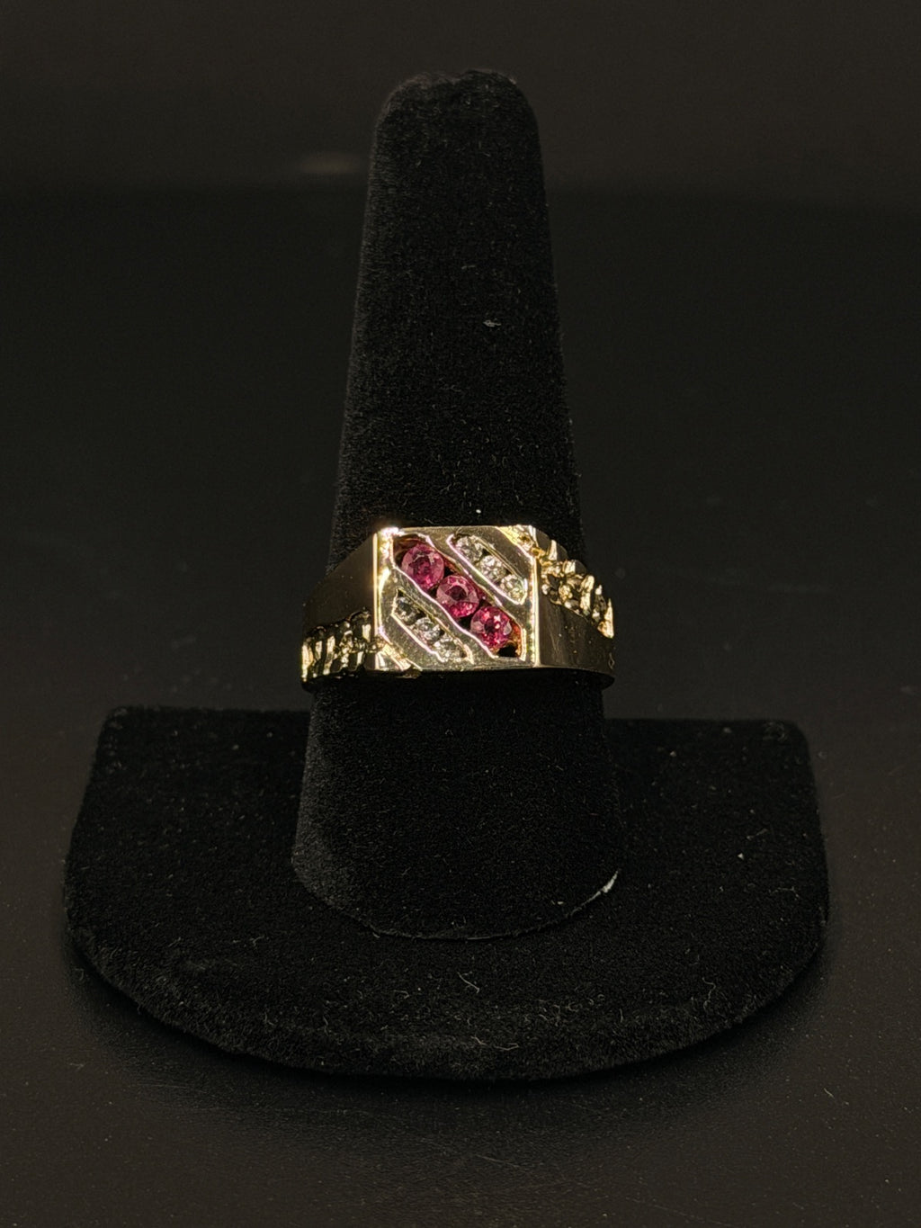 14K Gold Ring with Ruby & Diamond, Size 10