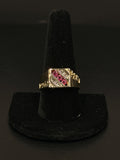 14K Gold Ring with Ruby & Diamond, Size 10