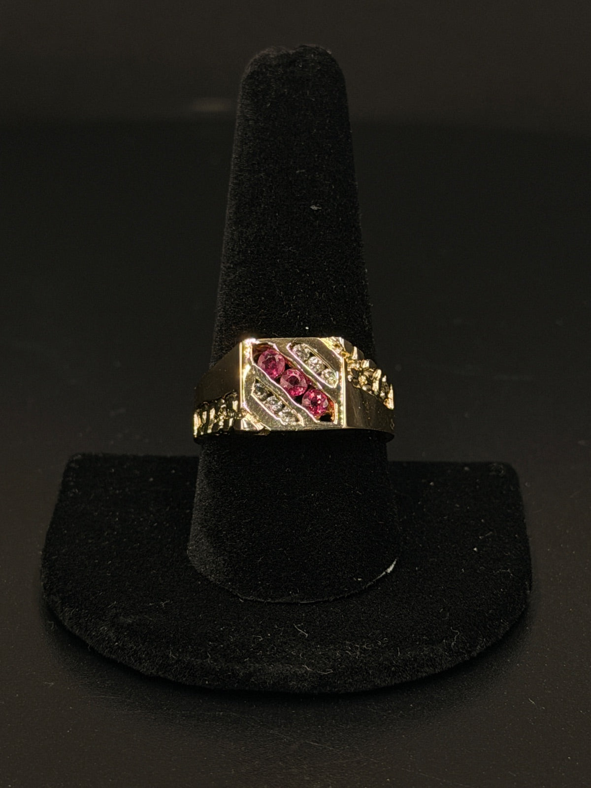 14K Gold Ring with Ruby & Diamond, Size 10