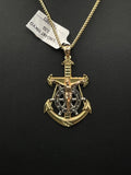 10K Gold Anchor Crucifix Pendant 3.2g