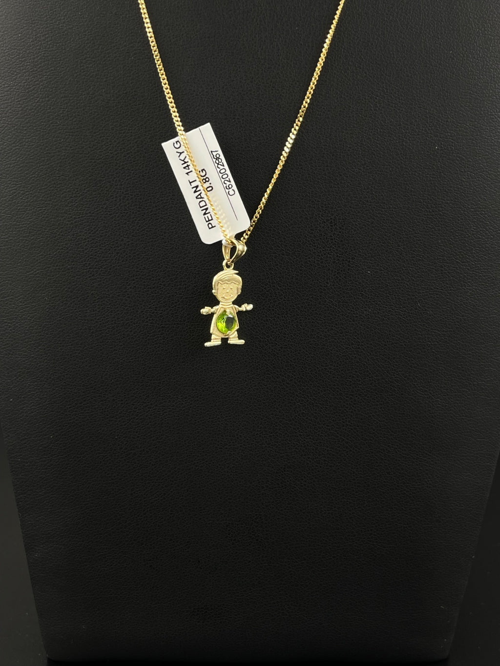 14K Gold Pendant with Green stone 
12.36mm