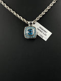14K White Gold Blue Topaz Halo Pendant 3.2g | DD Pawn Loans
