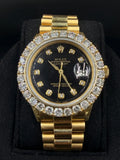 Rolex Datejust 1601 36mm 18K Yellow Gold Watch, Black Diamond Dial, Aftermarket Diamond Bezel — photo 1