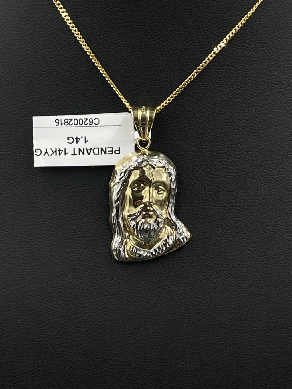 14K Gold Jesus Head Pendant 14.37mm