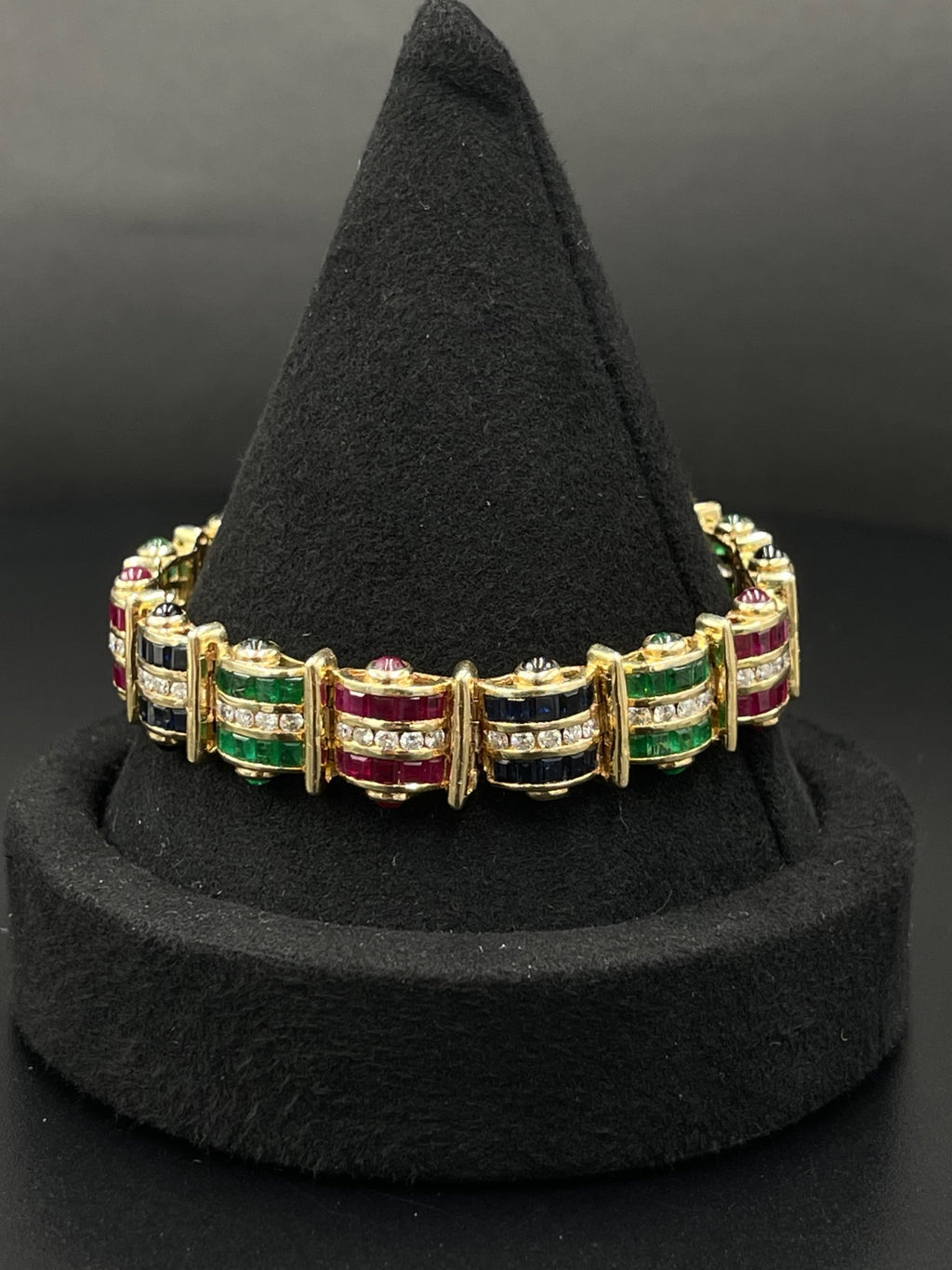 14K Gold Diamond & Gemstone Bracelet 37.5g