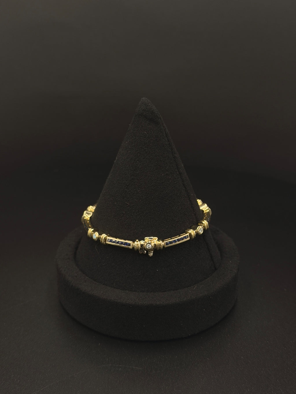 14K Gold Blue & Clear Stone Bracelet 13.9g | DD Pawn Loans