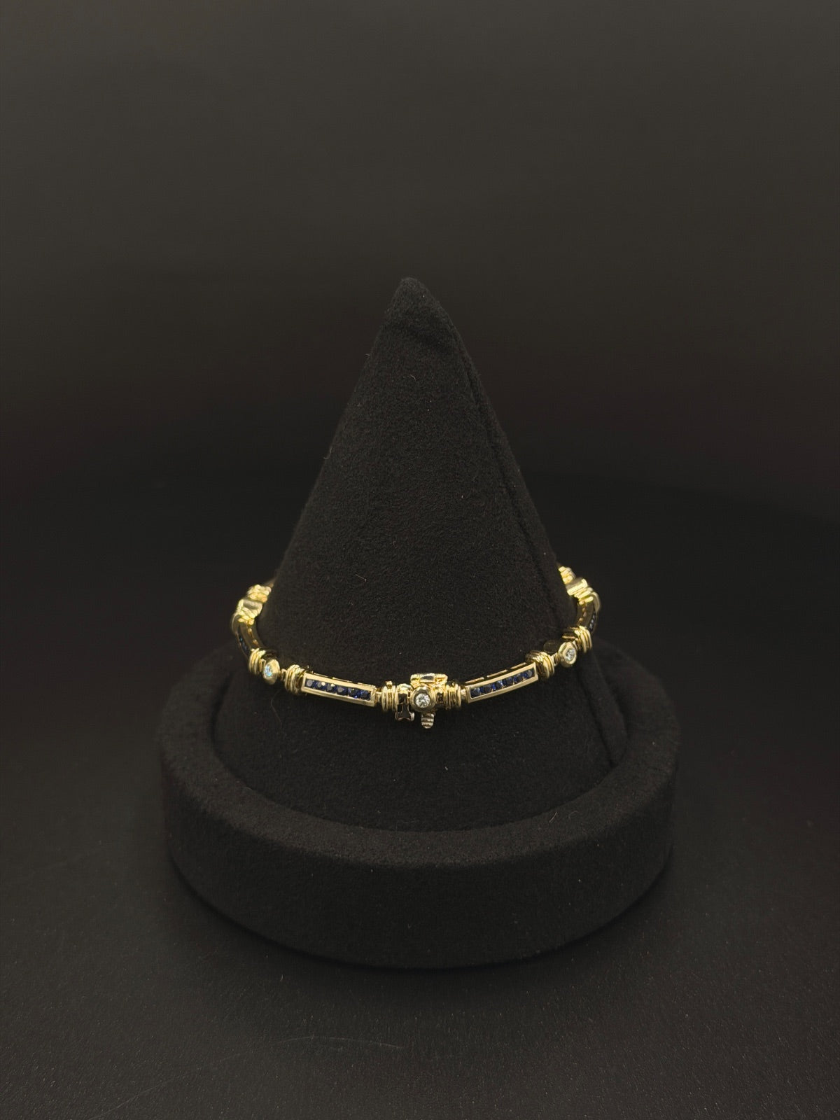 14K Gold Blue & Clear Stone Bracelet 13.9g | DD Pawn Loans