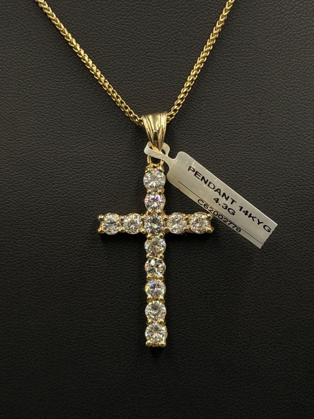 14K Gold Diamond Cross Pendant 4.3g