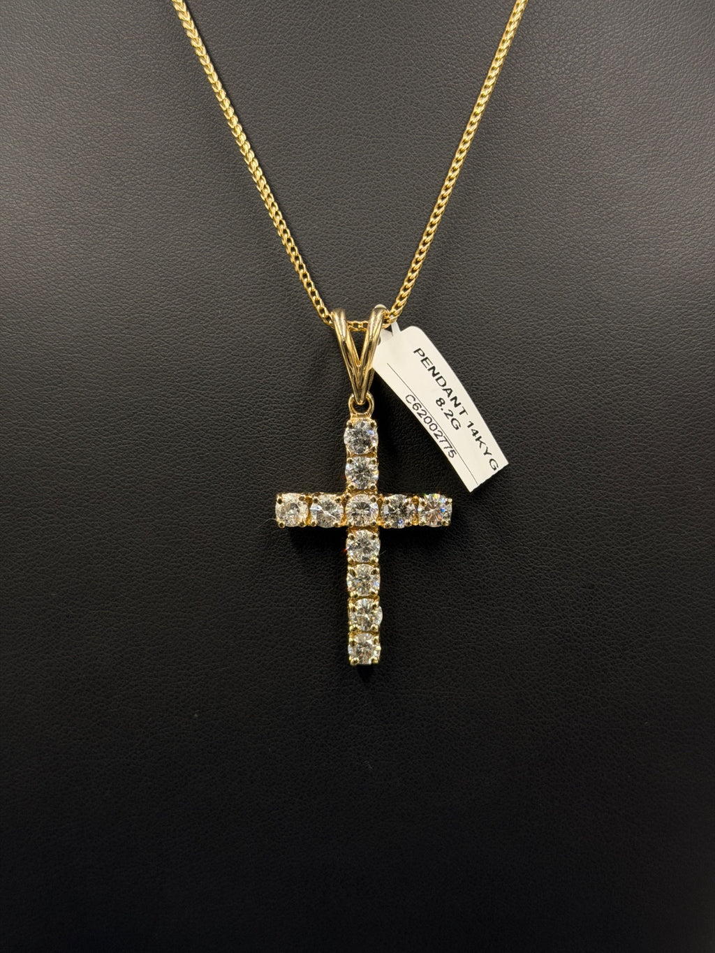 14K Gold Diamond Cross Pendant 8.2g