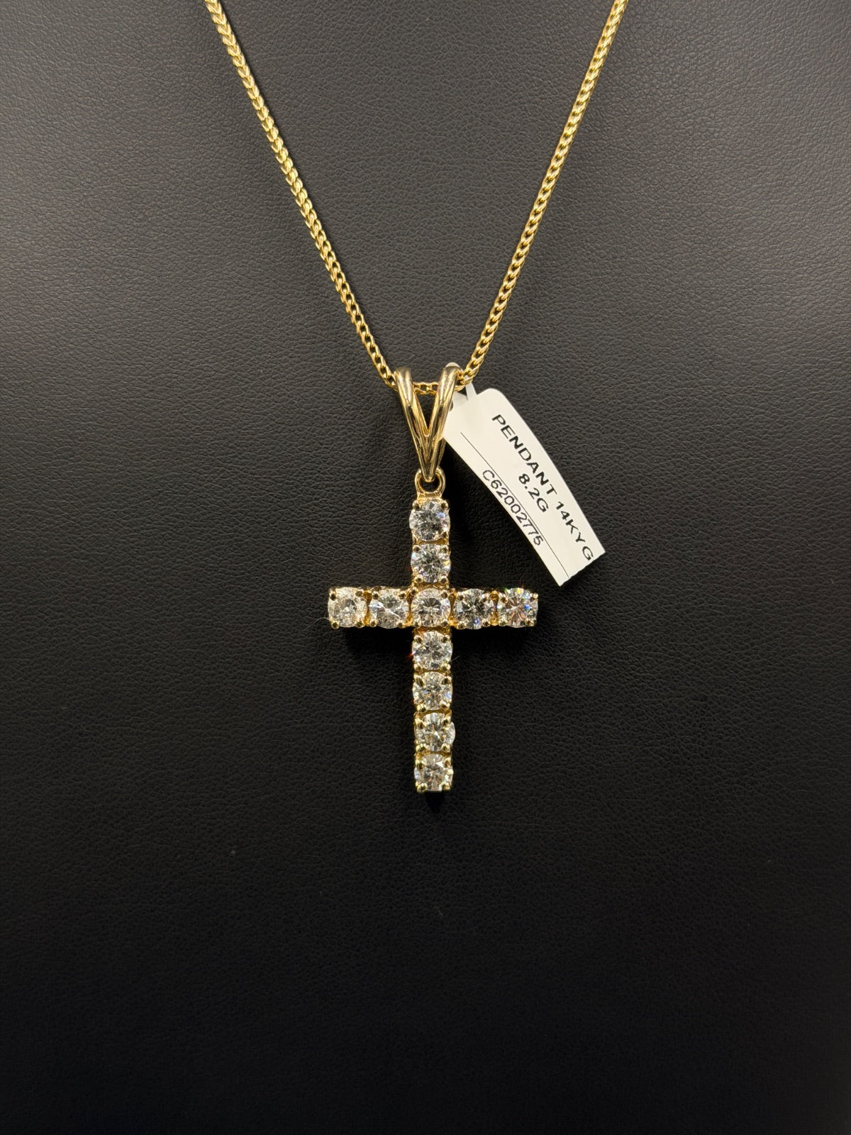 14K Gold Diamond Cross Pendant 8.2g