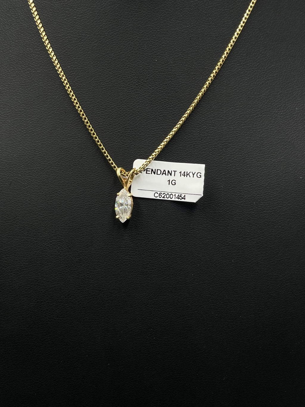 14K Gold Marquise Diamond Pendant 1g