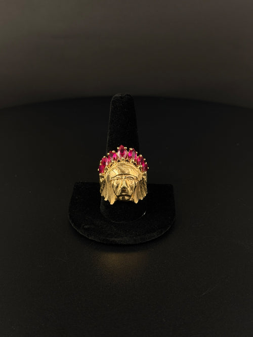10K Gold Native American Chief Ring for Sale