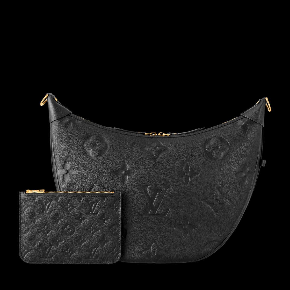 Louis Vuitton Black Hobo Bag Gold Chain