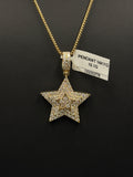 14K Gold Natural Diamond Star Pendant