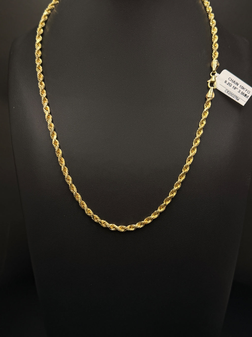 10K Gold Rope Chain Necklace 20 in 3.5mm