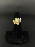 18K Gold Flower Ring with Pearl Size 6 4.1g