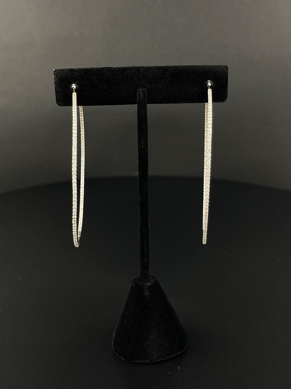 18K White Gold Diamond Hoop Earrings 13.5g