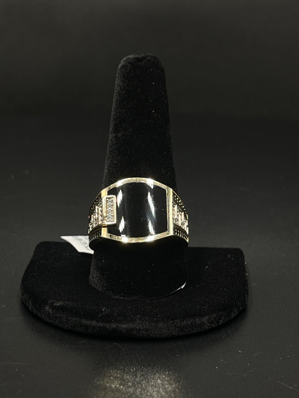 14K Gold Black Onyx Ring with Diamond Accents Size 11 9g