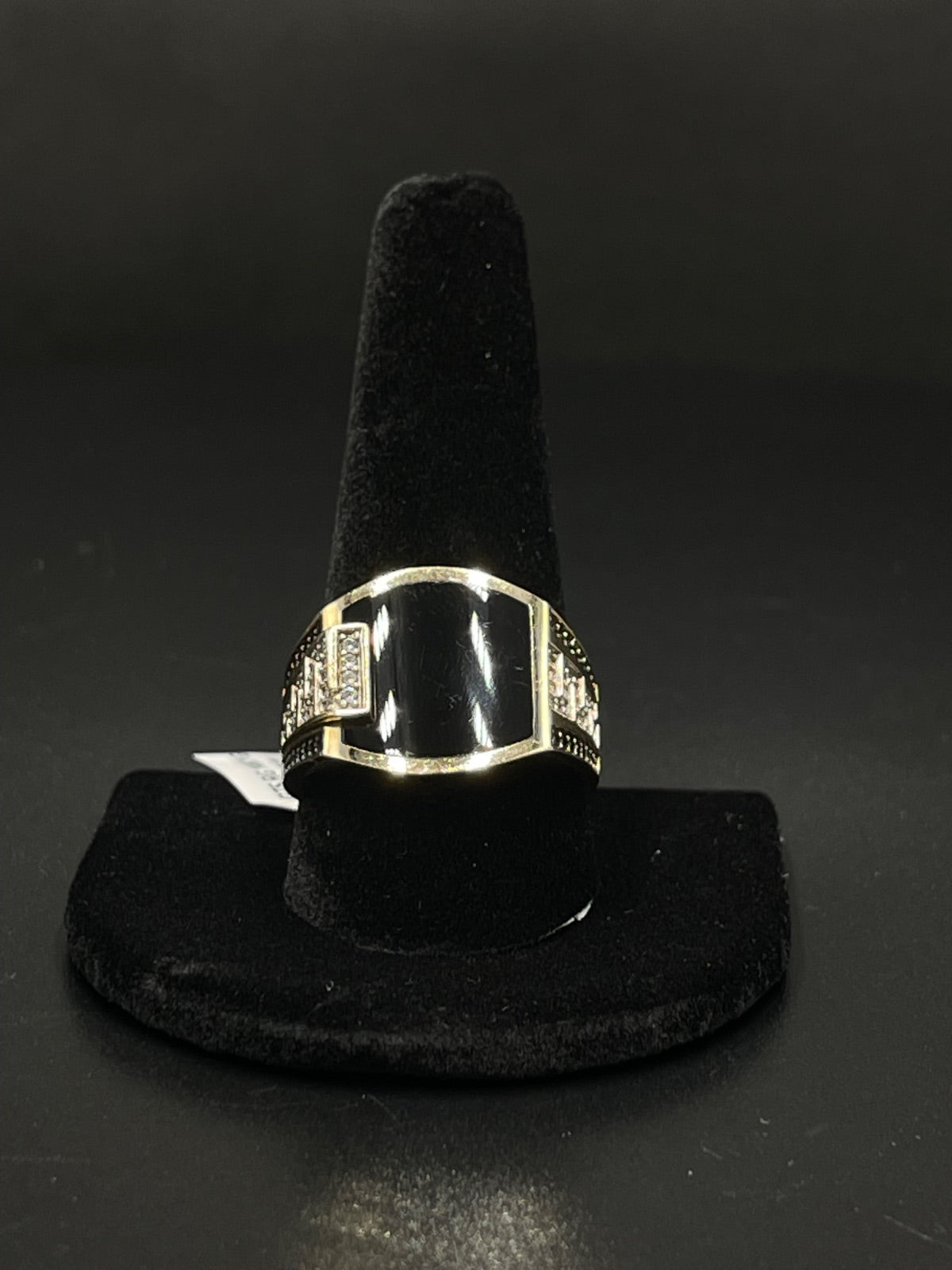 14K Gold Black Onyx Ring with Diamond Accents Size 11 9g