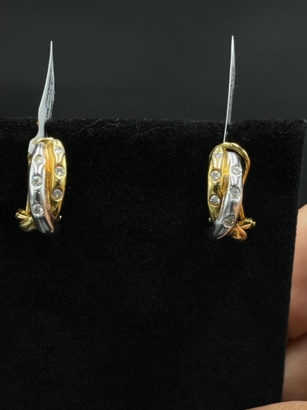 18K Two-Tone Diamond Huggie Earrings | DD Pawn Loans