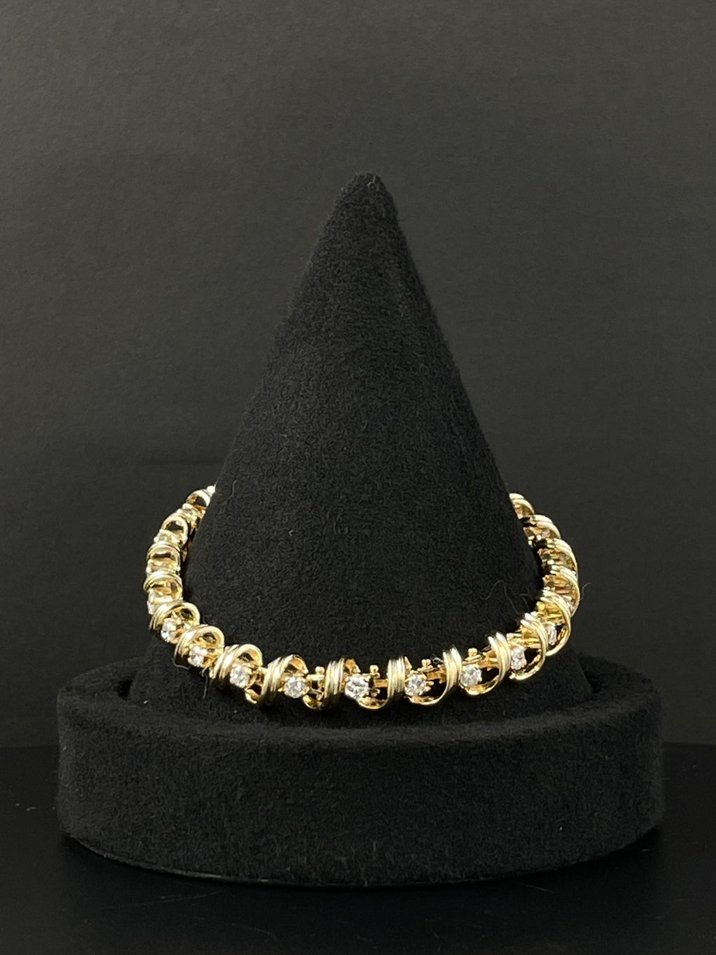 14K Yellow Gold Diamond Link Bracelet 21 Grams 7mm