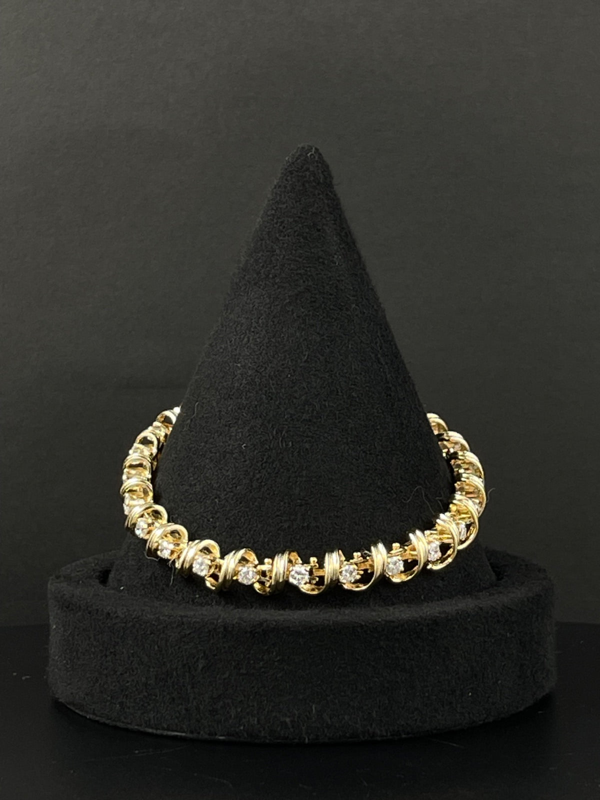 14K Yellow Gold Diamond Link Bracelet 21 Grams 7mm