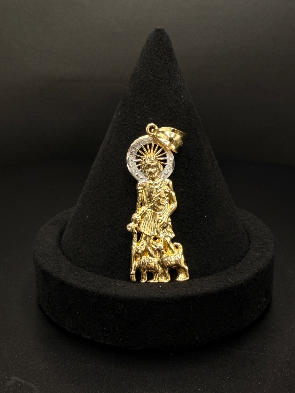 14K Gold Saint Lazarus Pendant 5.7g