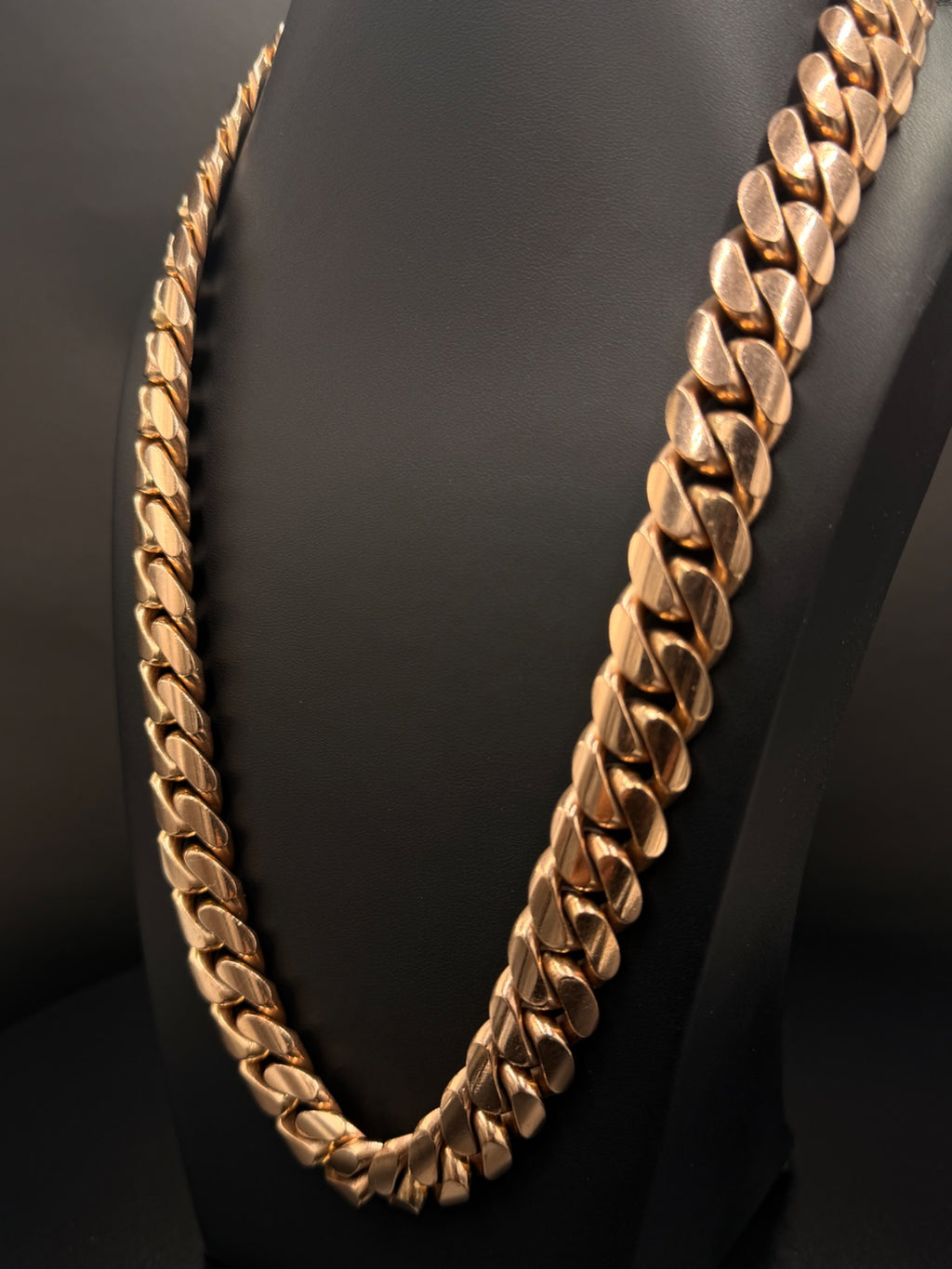 10K Rose Gold Curb Chain Necklace 24 in
