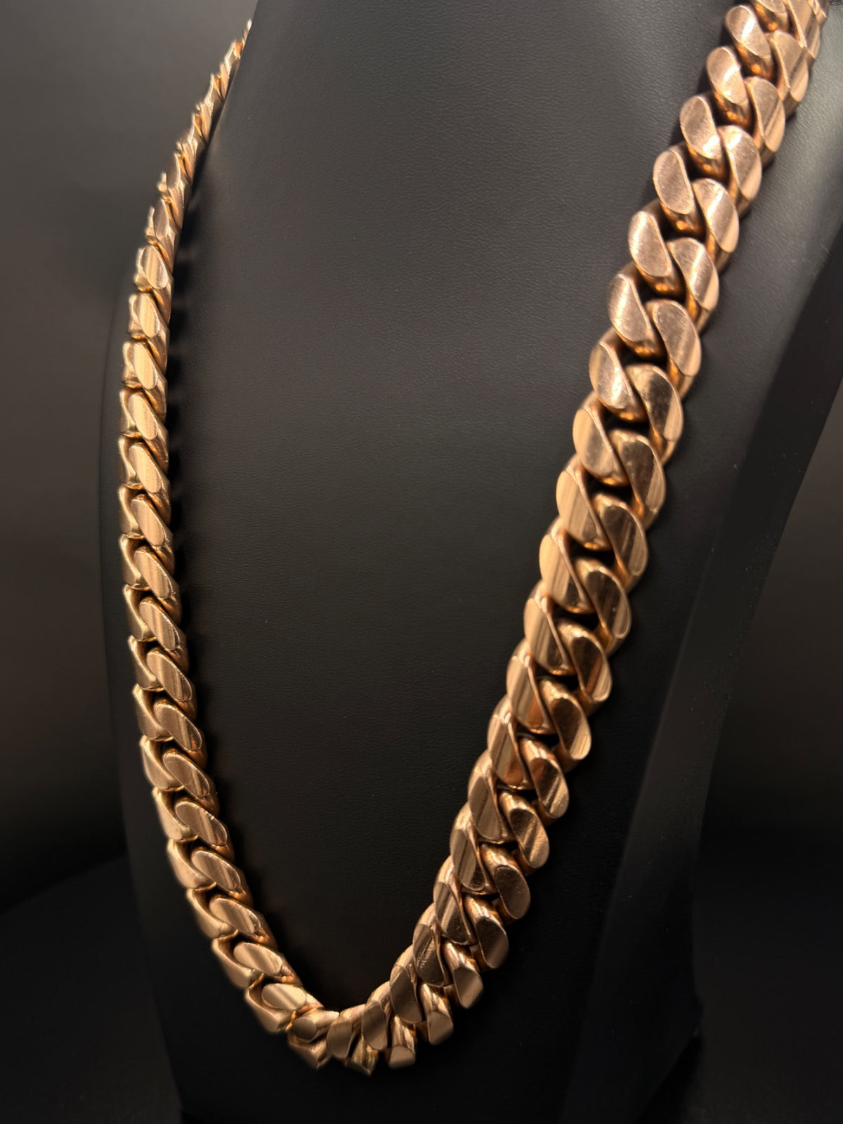 10K Rose Gold Curb Chain Necklace 24 in