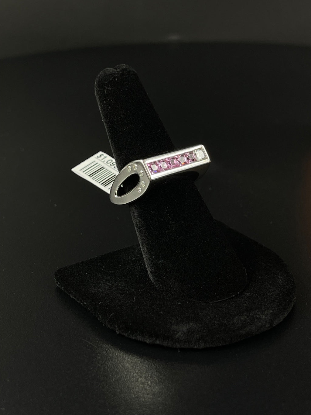 14K White Gold Ring Sapphire Diamond Size 7