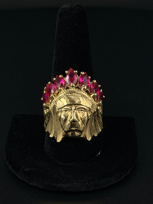 10K Gold Native American Chief Ring for Sale