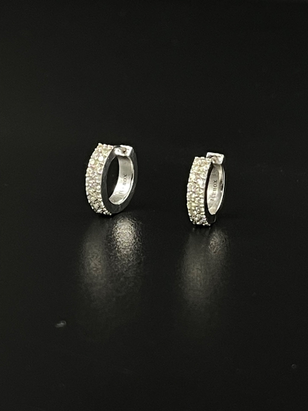 14K Gold Crystal Pave Hoop Earrings