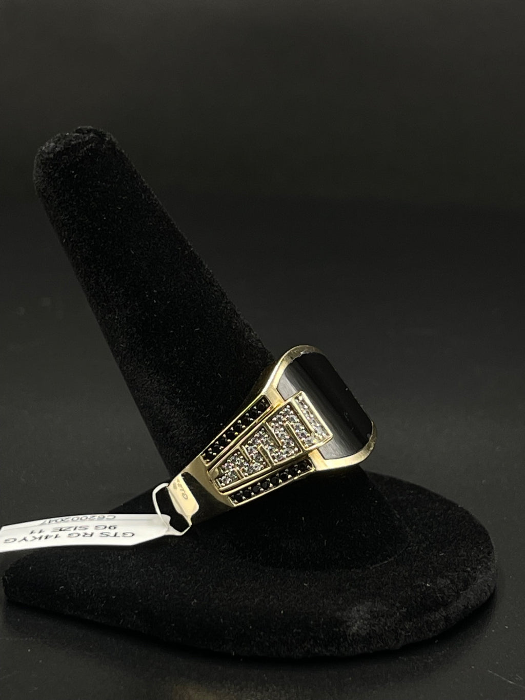 14K Gold Black Onyx Ring with Diamond Accents Size 11 9g — photo 2