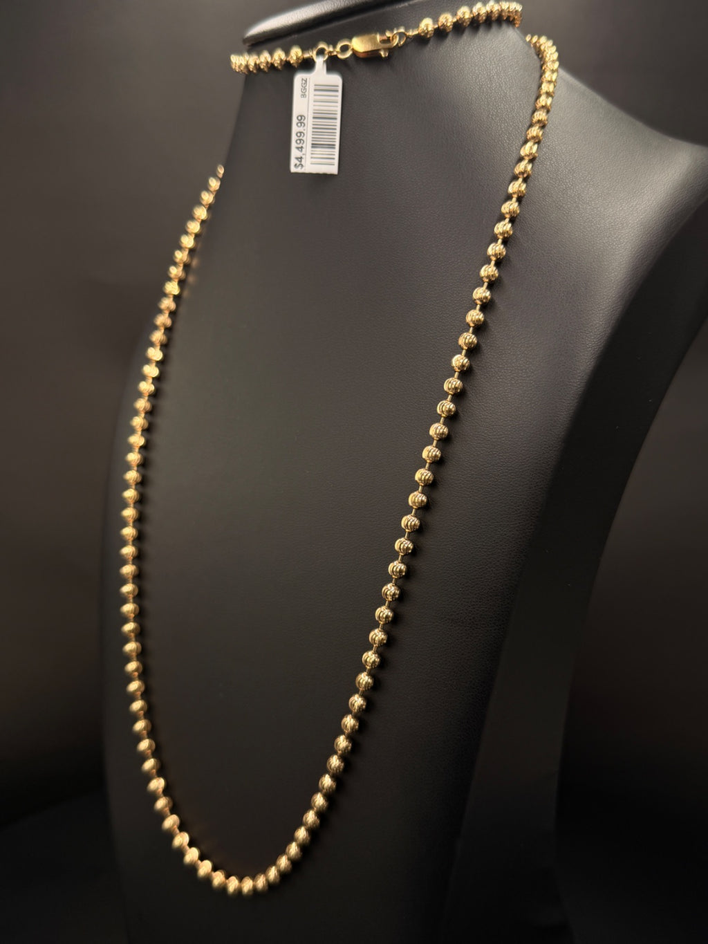 14K Yellow Gold Moon-Cut Bead Chain 39.2 Grams 35 Inches 4mm — photo 2