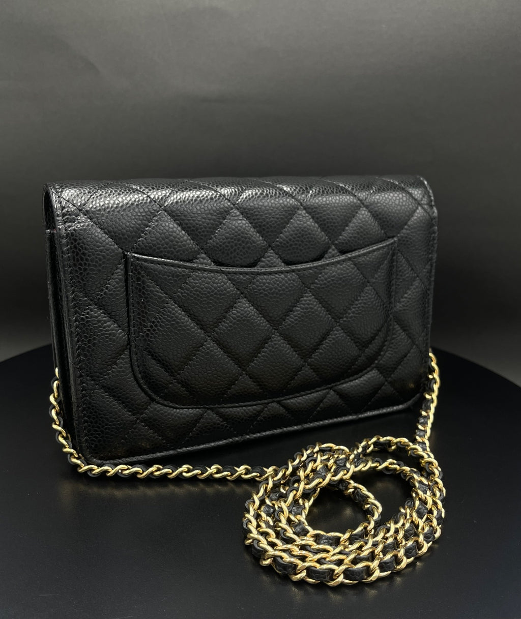 Chanel Black Quilted Handbag Gold Chain Strap