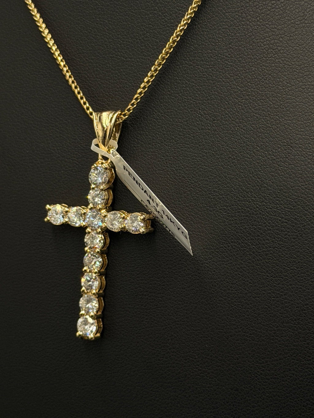 14K Gold Diamond Cross Pendant 4.3g