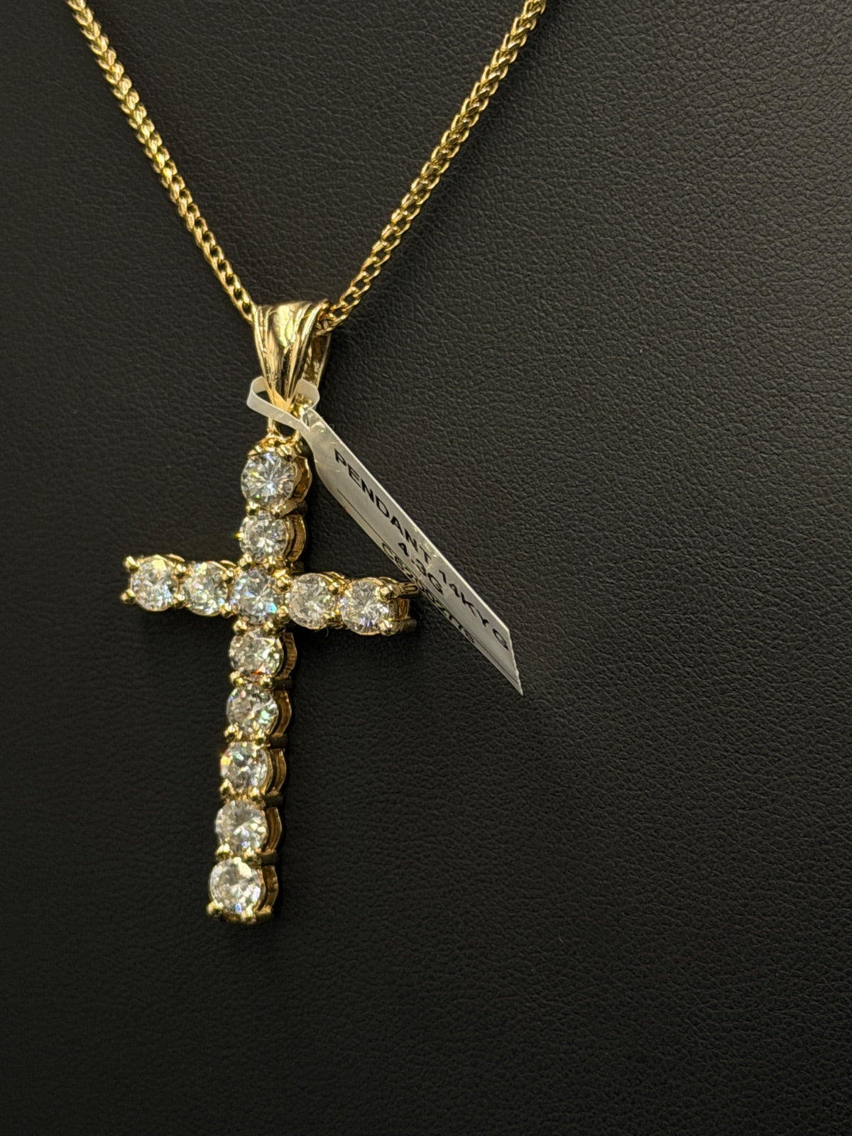 14K Gold Diamond Cross Pendant 4.3g