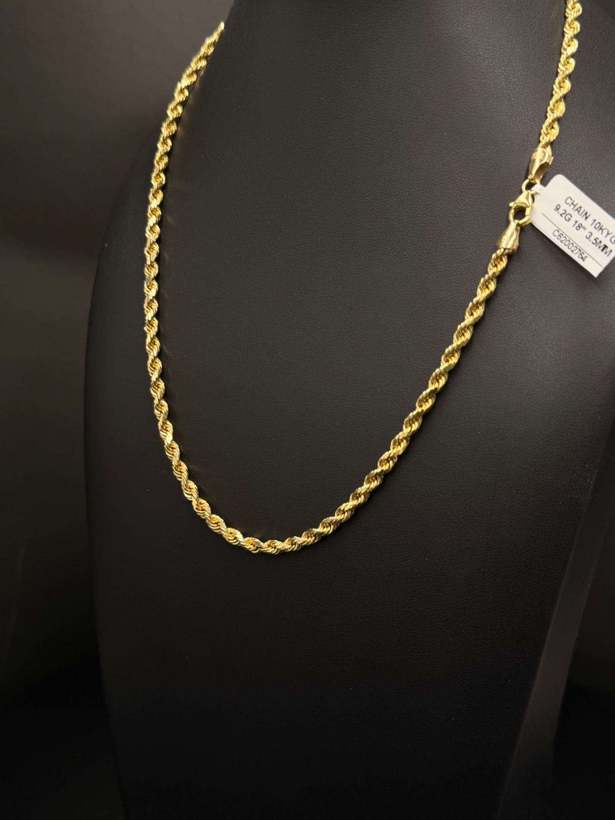 10K Gold Rope Chain Necklace 20 in 3.5mm